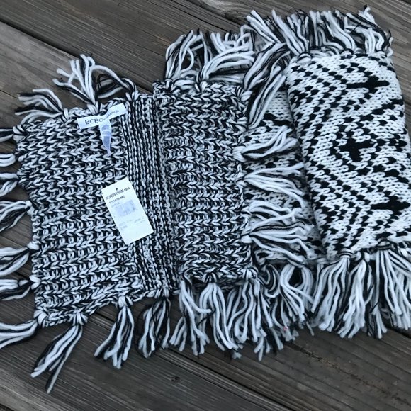 Bcbgeneration Women Scarf Black and white knit lon - Picture 6 of 14